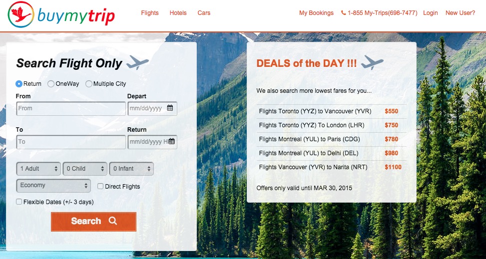 Screenshot of Buymytrip.com Website